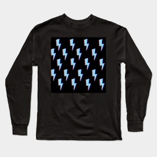 Glitchy Lightning- Blue on Black Long Sleeve T-Shirt